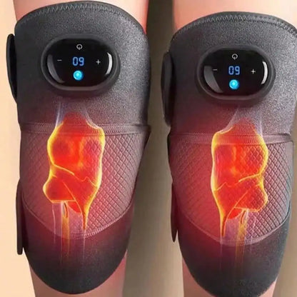 Heated Vibrating Knee Massage Pad - Rechargeable Adjustable Knee Warmer with LED Display