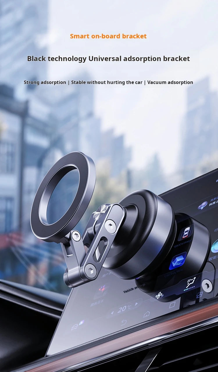 Magnetic Vacuum Adsorption Car Mount – Foldable 360° Rotating Aluminum Alloy Phone Holder for Smartphones