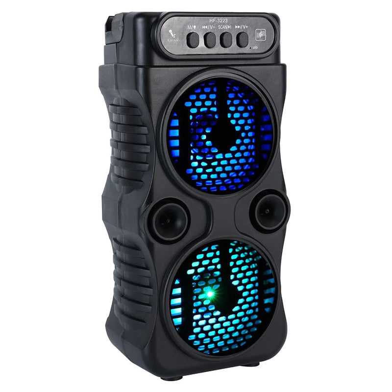 Portable Wireless Bluetooth Speaker – Dual 3" Stereo Subwoofer with Deep Bass, USB Powered for Parties, Dancing & Karaoke