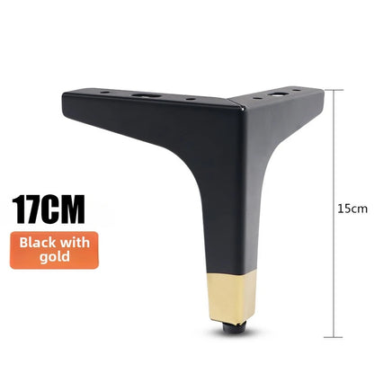 4Pcs Modern Metal Furniture Legs – Gold & Black Iron Sofa Feet for Table, Bed, Chair, Desk & Cabinet