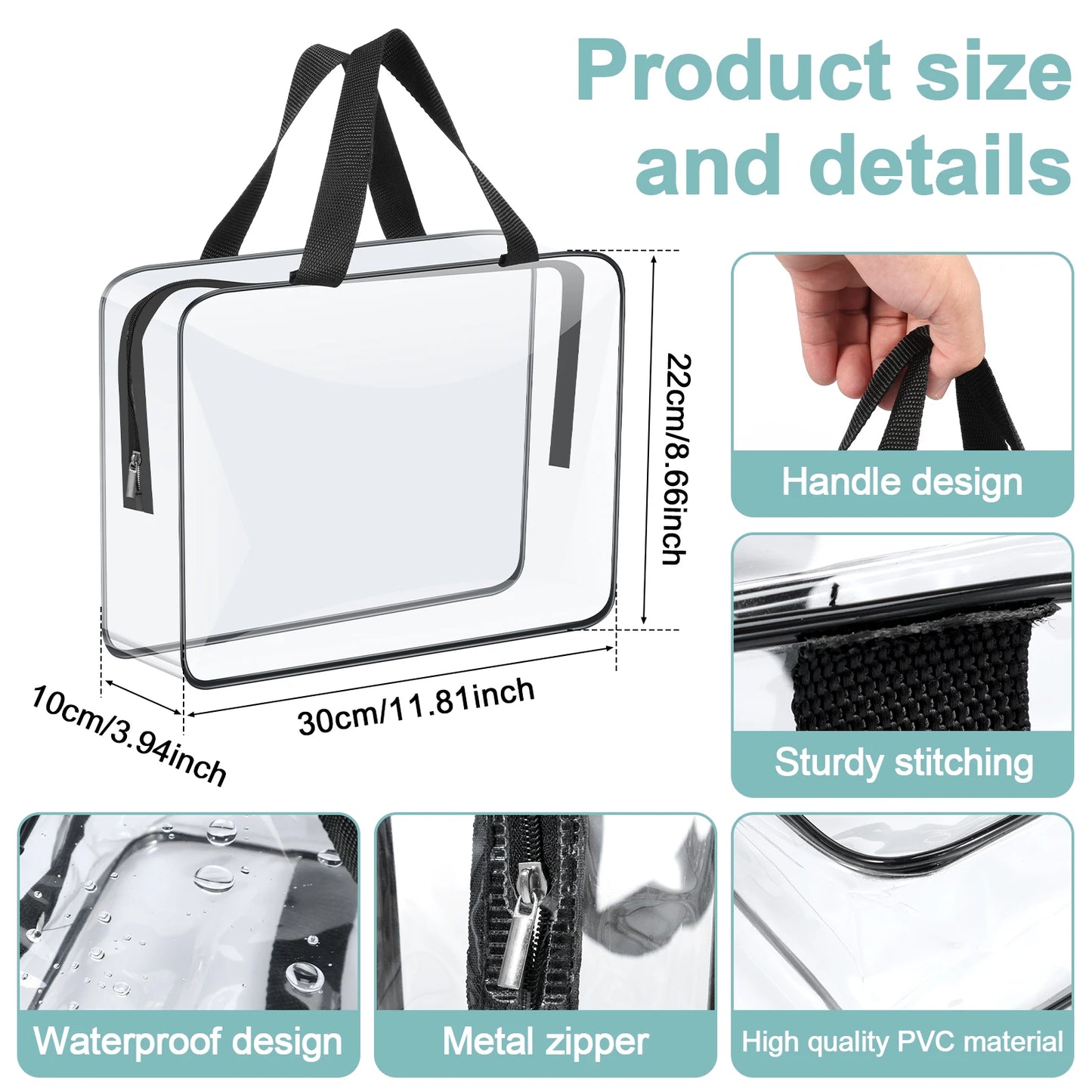 4/6-Pack PVC Makeup Storage Bags — Large Capacity Waterproof Clear Organizer with Zipper for Travel & Home