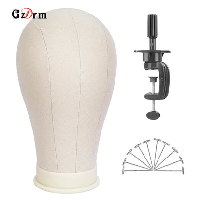 21-23 Inch Mannequin Head with Wig Stand – Canvas Head for Wig Making & Display