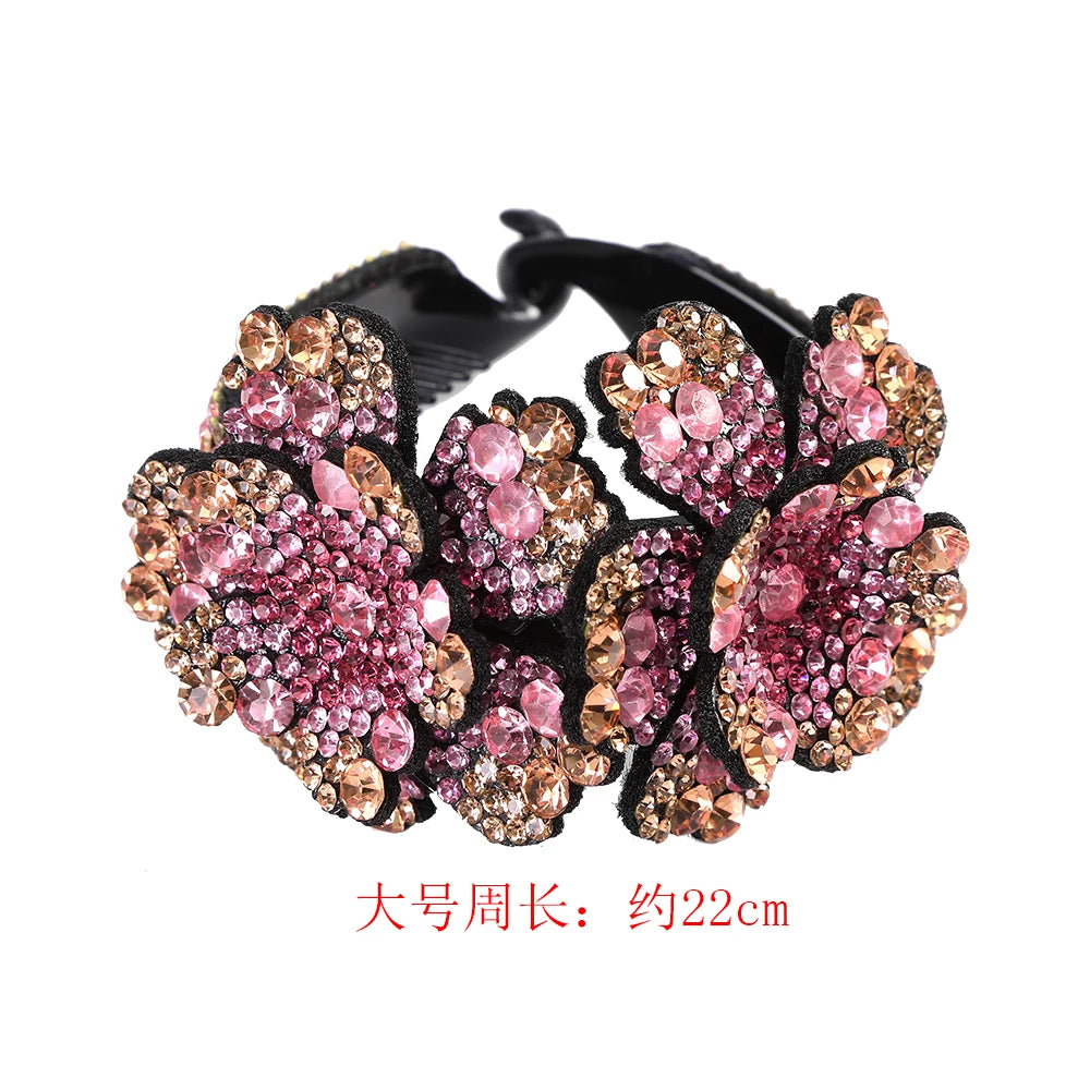 AWAYTR Colorful Crystal Flower Hair Claw – Large Flower Crab Clamp Barrettes, Shark Clip Hair Accessories for Women