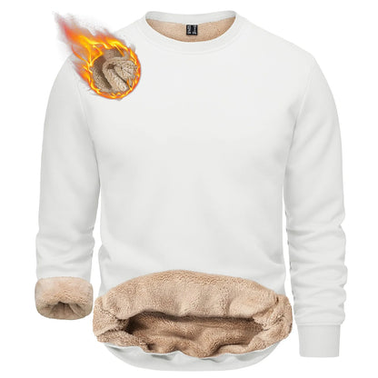 TACVASEN Men’s Winter Fleece Sweatshirt – Thicken Sherpa-Lined Crewneck Pullover, Warm Heavy Winter Top, No Hood
