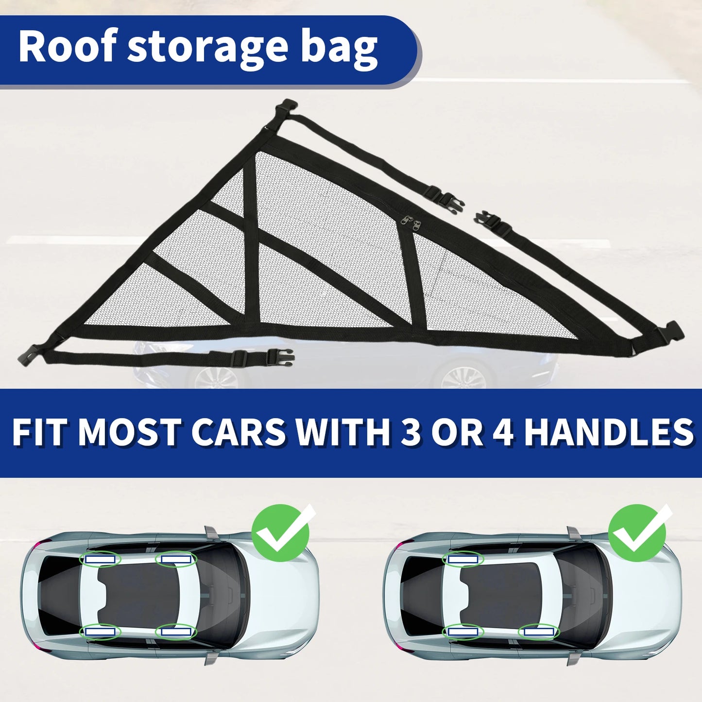 Triangular Car Roof Storage Net | Double-Layer Mesh Anti-Fall SUV Organizer for 2024