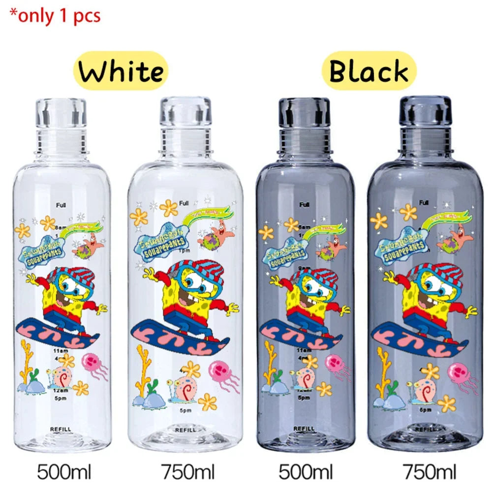 SpongeBob Graduated Water Cup - 500ml/750ml BPA-Free Plastic Bottle