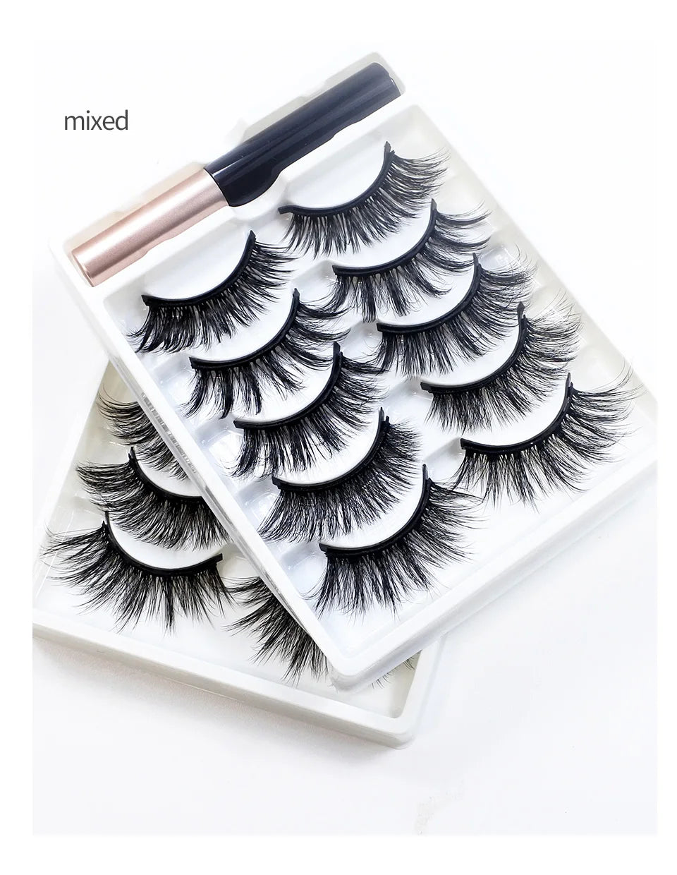 REDSIREN 5 Pairs Magnetic Eyelashes with Eyeliner – Reusable Thick Natural False Lashes