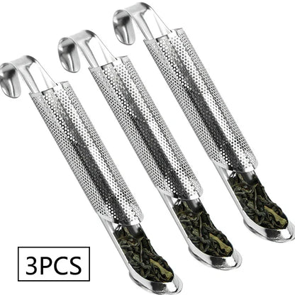 New Tea Strainer – Stainless Steel Infuser Pipe Design with Holder, Tea Spoon, and Filter for Perfect Brew