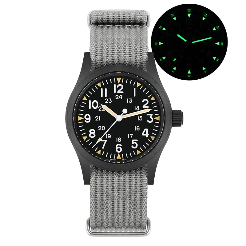 Militado ML05 Vintage Quartz Watch 38mm with VH31 Movement, Domed Sapphire Crystal, AR Coating & Luminous Dial