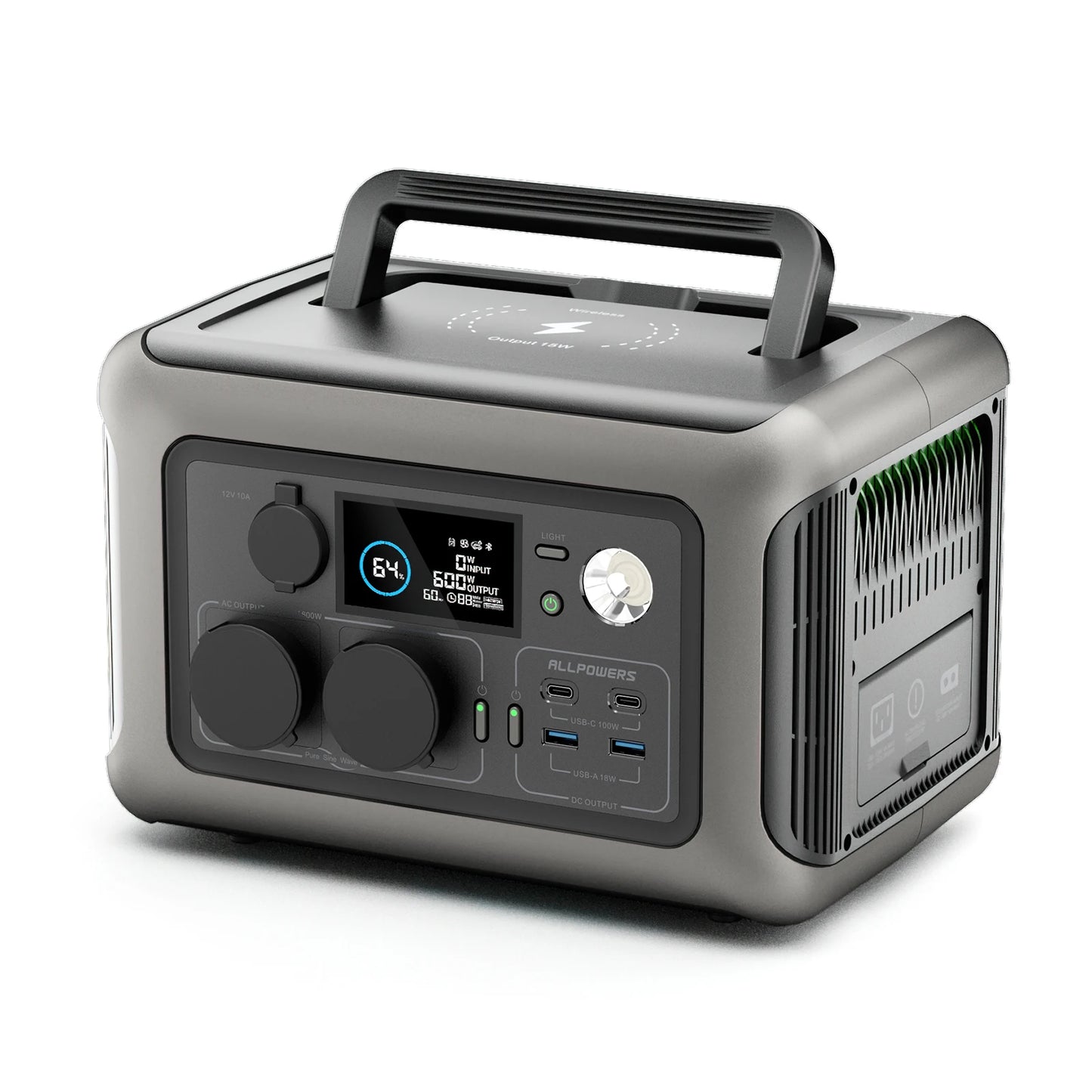 ALLPOWERS Portable Power Station R600 - 299Wh LiFeP04 Battery with 2x 600W AC Outlets for Camping, RV and Home