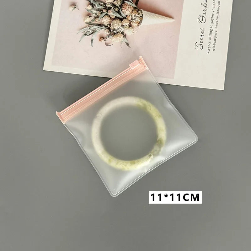 50PCS Small Pink Zipper Jewelry Pouches — Frosted Storage Bags for Accessories, Charms, Beads, Gift & Retail Display