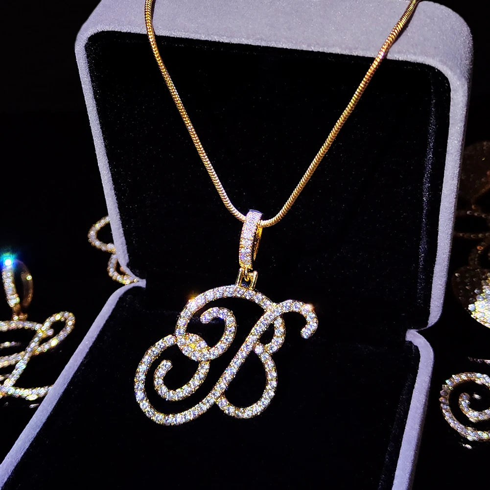 Flatfoosie A–Z Cursive Initial Letter Pendant Necklace for Women – Simple Rope Chain Personalized Fashion Jewelry Gift Necklace