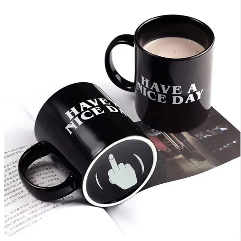 Vertical Middle Finger Mug - Creative Ceramic Coffee Cup, Anime and Film Inspired, Funny Breakfast Mug, Perfect Christmas Gift