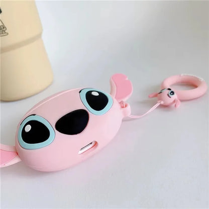 3D Stitch Couple Cartoon Silicone Case for AirPods 1/2/3/4 & Pro/Pro2 — Protective Earphone Box with Pendant Cover