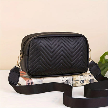 Minimalist Quilted Mini Crossbody Bag - Trendy PU Shoulder Bag, Women’s Casual Handbag and Mobile Phone Wallet