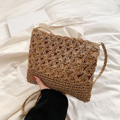 Woven Straw Crossbody Bag - Small Fashionable Shoulder Handbag for Women