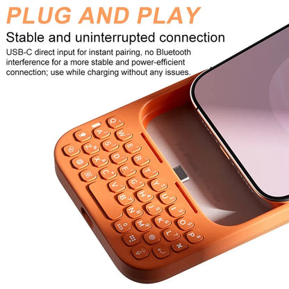 Magnetic Phone Case with Keyboard - All-in-One Wired External Keyboard Case for iPhone 16 Pro Max & 17 Pro Max