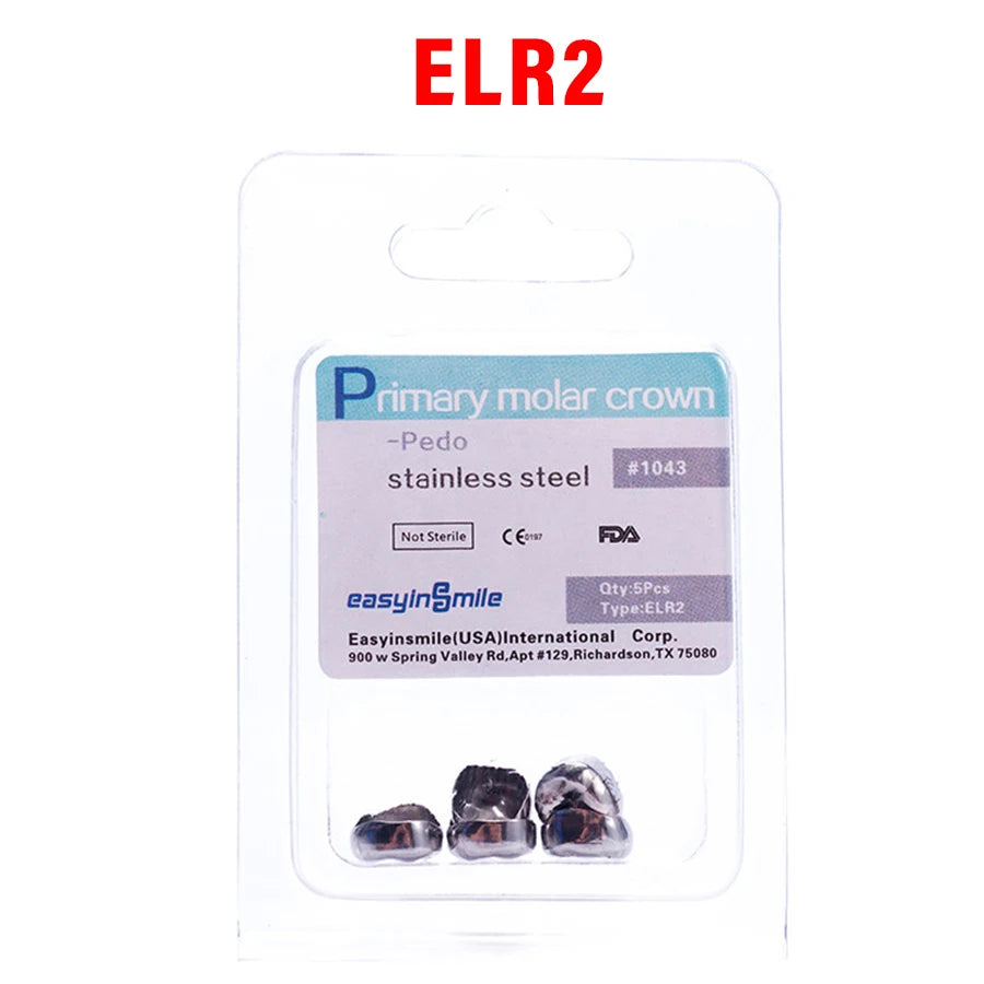 5PCS EASYINSMILE Kids Stainless Steel Dental Crowns – Primary Molar Teeth Refill D2-D7