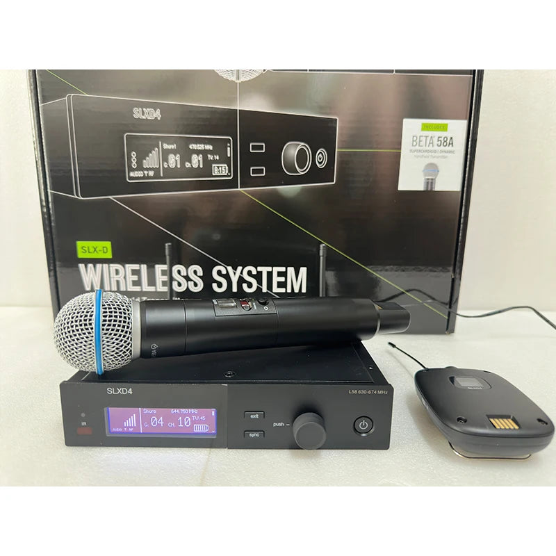 SLXD Wireless Microphone System – 500/600/800MHz 4-Pin Headset with KSM8/Beta58, Professional Audio for Stage & Karaoke