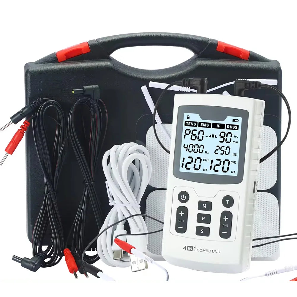 4-in-1 Electric Muscle Stimulator - EMS, IFT, RUSS, TENS High-Frequency Physiotherapy Pulse Device