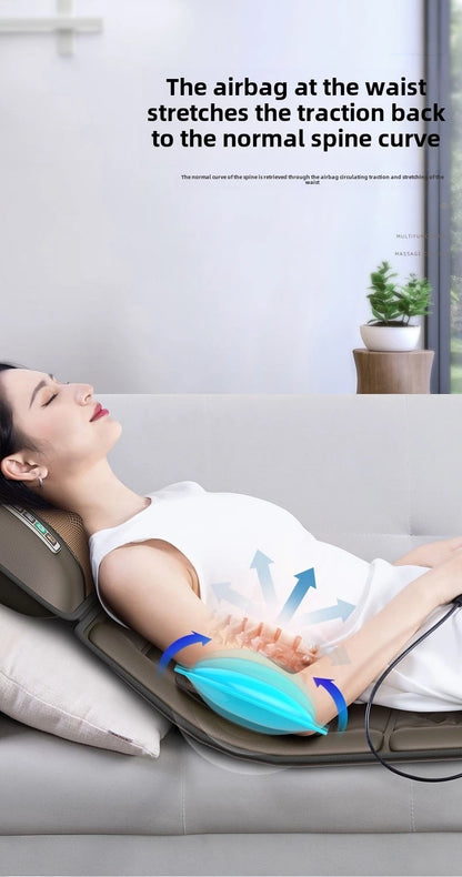 Multifunctional Electric Lumbar Traction Massage Mattress Cushion – Full Body Vibrations for Shoulder, Neck, Waist, and Back with Removable Cover