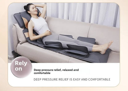 Upgraded Large Area Heated Neck Massager – Vibration Airbag Full Body Massage Mat with Lumbar Traction and Remote Control