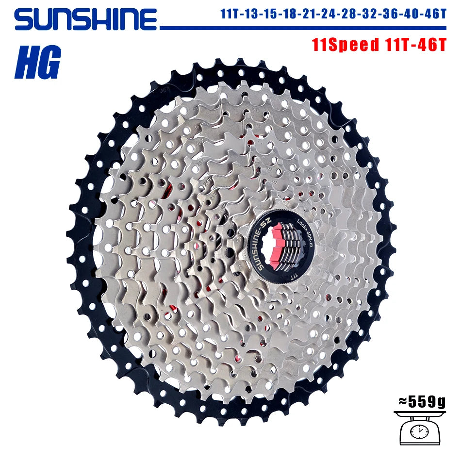 SUNSHINE Bicycle Cassette 8-12 Speed Freewheel - 32T to 52T Sprocket for Shimano/SRAM HG Flywheel