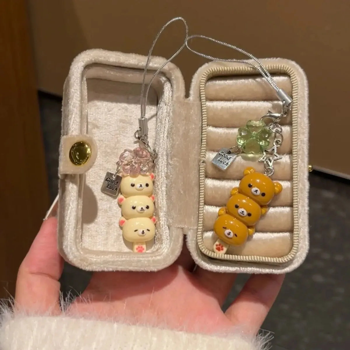 Cute Bear Phone Charm - Kawaii Anime Keychain Pendant for iPhone, AirPods, Keys & School Bags