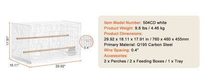 SucceBuy 30" Stackable Divided Bird Cage – Portable Travel Birdcage with Handle & Perch