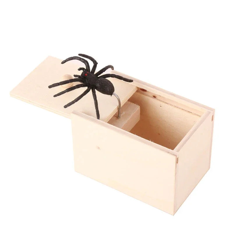 Trick Spider Wooden Scare Box – Funny Hidden Prank Toy for Friends, Office & Fun Games
