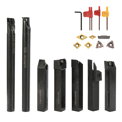 8-16mm Lathe Turning Tool Holder — Boring Bar & CNC Metal Cutter Rod with Shank and Inserts