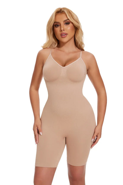 Women’s Bodysuit Shapewear Tank Top — Tummy Control Full Body Shaper with Anti-Chafing Shorts, Waist Trainer & Butt Lifter