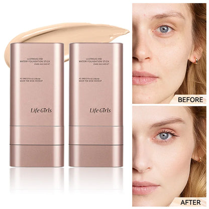 Clear & Moisturizing Double-Ended Foundation — Lightweight Hydrating Makeup with Natural Glow, Built-In Brush, Radiance & Waterproof Formula