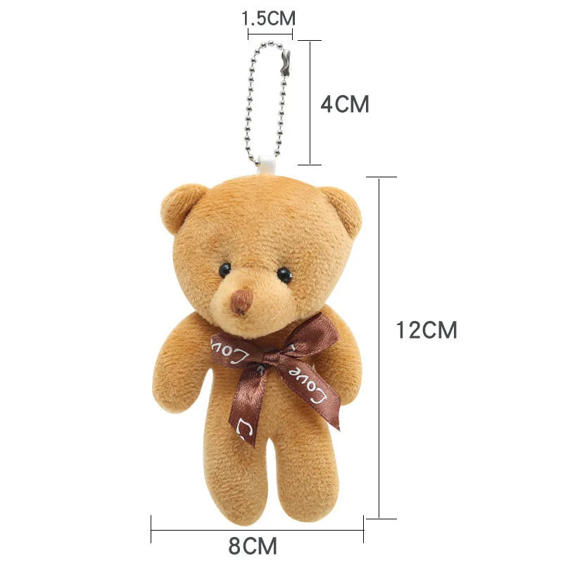 10pcs Mini Bear Plush Keychain — Soft Stuffed Doll Bag Pendant, Cute Toy for Wedding Decoration & Birthday Gift