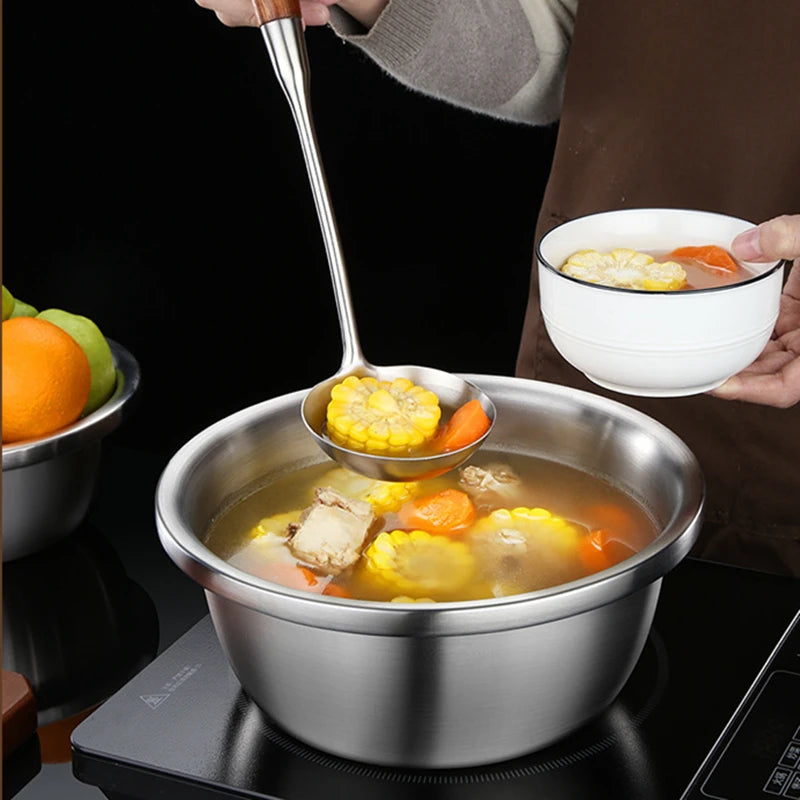 Stainless Steel Drain Basket Colander – Round Rice Cleaning Sieve & Fruit Vegetable Washing Strainer for Kitchen Use