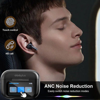 Thinkplus Wireless Bluetooth Earphones - ANC Noise Reduction, HD Mic Call & Gamer Earbuds with LED Touch Screen Control