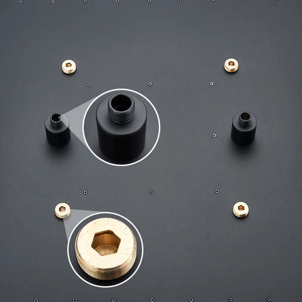 Black Ceiling Mounted LED Rainfall Shower Head – Intelligent Remote Control Concealed Waterfall Tap