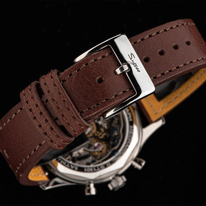 Sugess Pilot Men’s Chronograph Watch — Original ST1901 Mechanical Movement, Sapphire Crystal, Waterproof Racing Strap