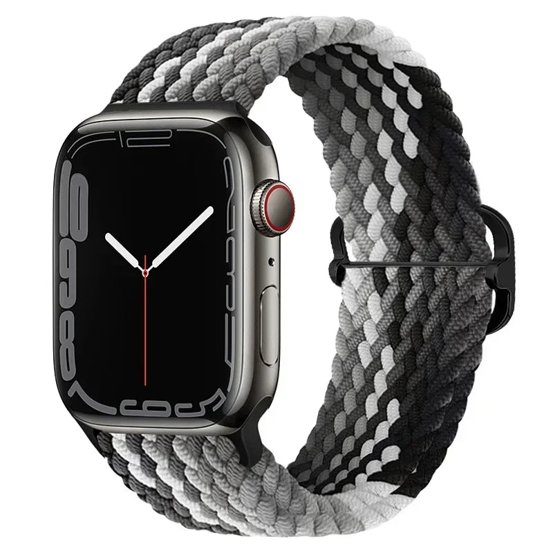 Braided Nylon Apple Watch Band – Adjustable Sport Strap Compatible with Ultra 2, Series 10/9/8/7/6/SE (40–49mm) Wrist Bracelet