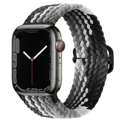 Braided Nylon Apple Watch Band – Adjustable Sport Strap Compatible with Ultra 2, Series 10/9/8/7/6/SE (40–49mm) Wrist Bracelet