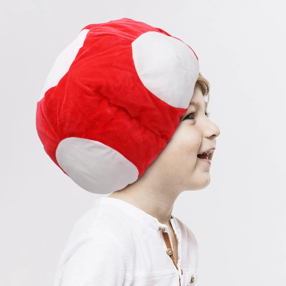 Mario & Luigi Bros Plush Mushroom Hat – Red, Green, Blue Cosplay Cap for Unisex