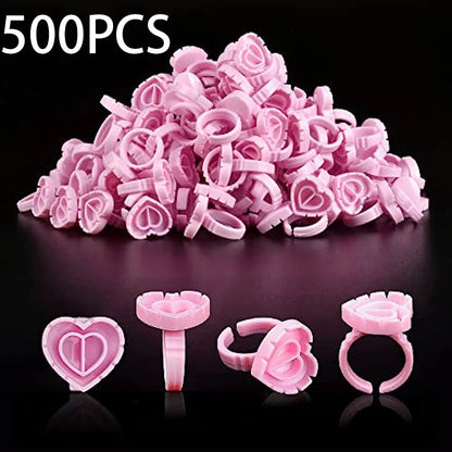 500PCS Disposable Eyelash Glue Fan Cup Rings — Holder Container for Lash Extensions, Tattoo Pigments & Eyelash Tools