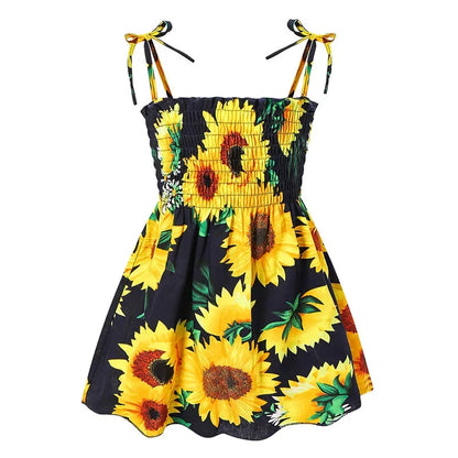 Summer Girls Princess Beach Dress – Strapless Floral Sleeveless Party & Casual Toddler Dress for Ages 1-6 Years