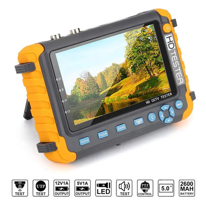 8MP CCTV Tester 5-Inch Monitor – 4K AHD/CVI/TVI/CVBS Camera Tester with HDMI & VGA Input, Mini CFTV Display