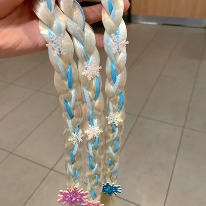 Disney Frozen Elsa Princess Wig & Braid Hairpin - Kawaii Hair Clip Accessories for Girls, Anime Cartoon Toy Gifts