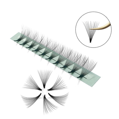 10D Premade Volume Eyelash Fans – Long Stem 3D-6D Pointy Base False Lash Clusters
