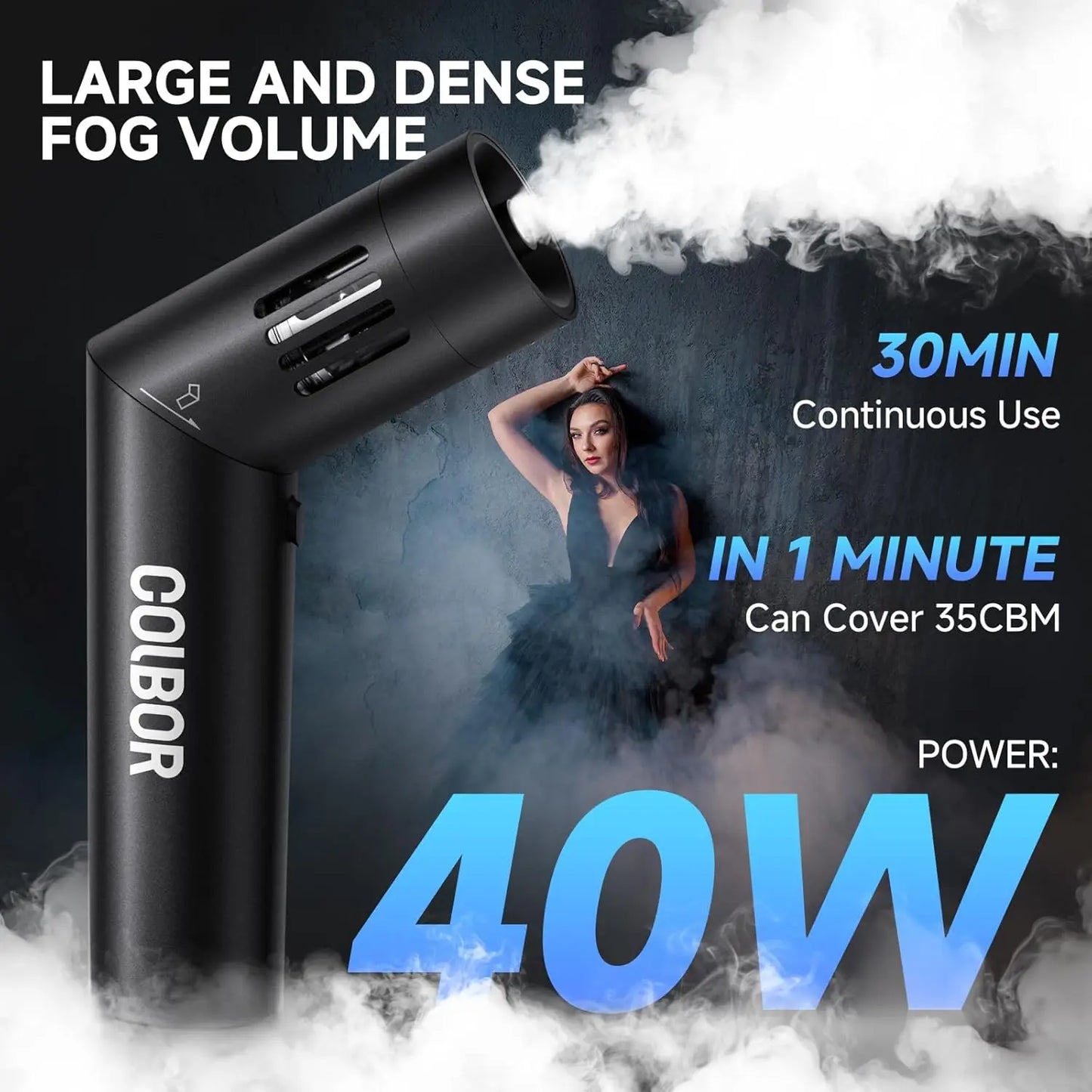 COLBOR CF5 Mini 40W Portable Fog Machine with Remote – Smoke Maker for Photography, Video Production & Special Effects