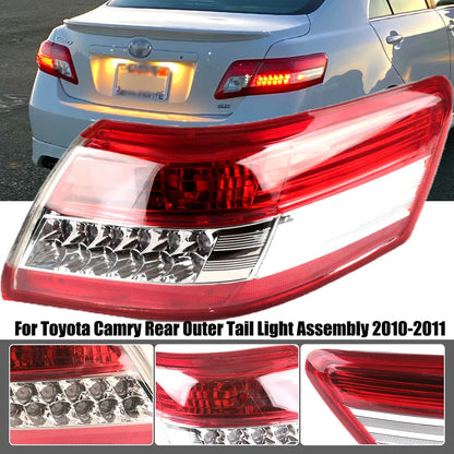Toyota Camry 2010–2011 Rear Outer Tail Light Assembly - Red Clear Turn Signal & Brake Stop Lamp