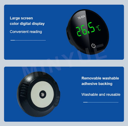 MINYUE LCD Digital Aquarium Thermometer – High Precision External Fish Tank Thermometer with Type-C Charging (-9.9 to 50℃)