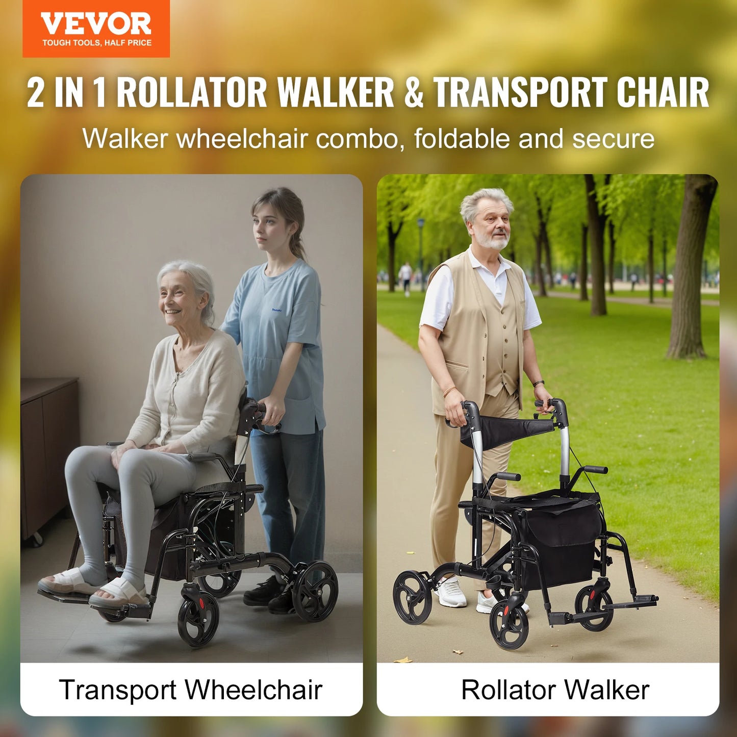 Men’s Adjustable Lightweight Forearm Crutches — Foldable Aluminum Elbow Crutch with Cuff for Walking